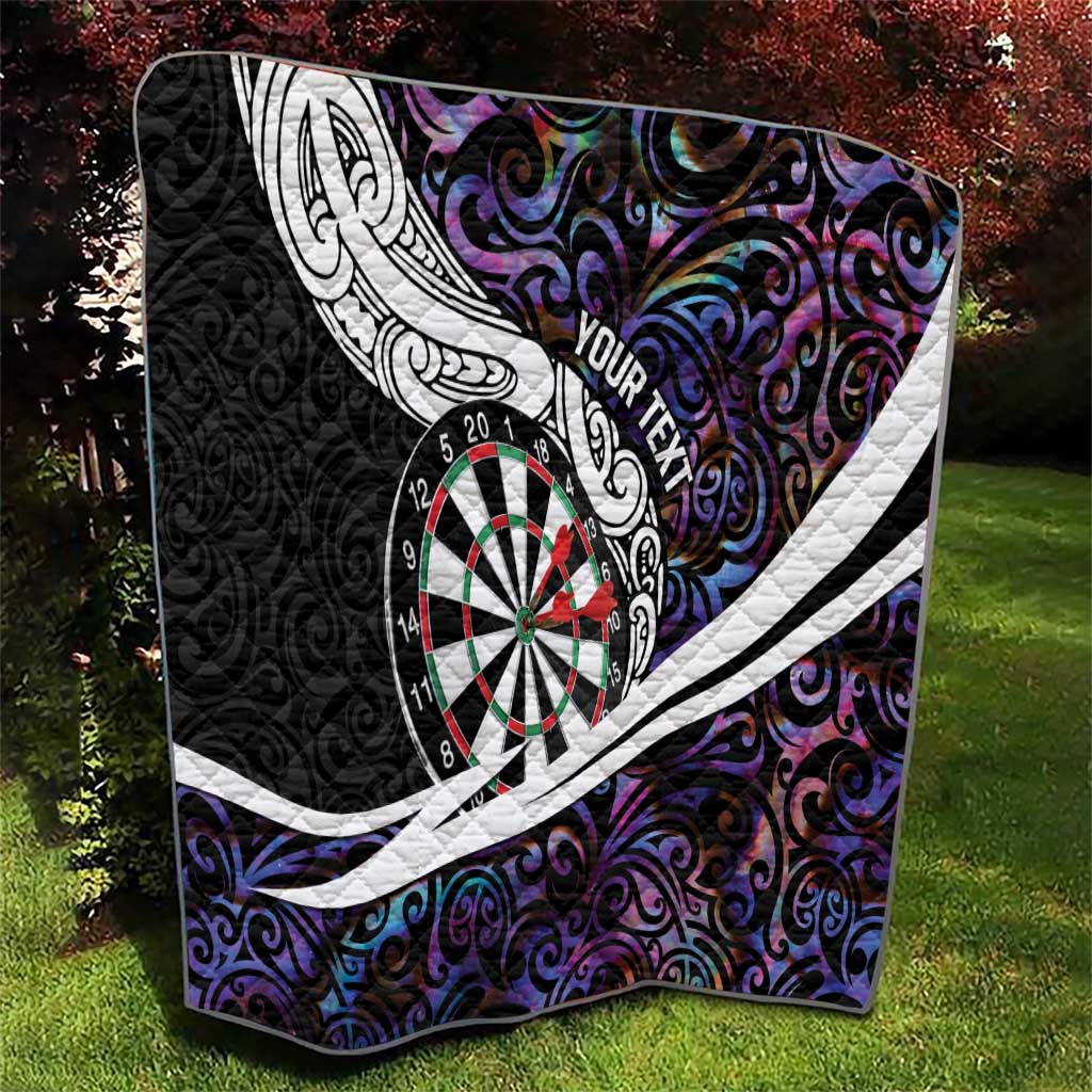 Personalized NZ Darts Quilt Paua Shell Maori Koru Whakairo - Purple - Polynesian Pride
