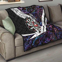 Personalized NZ Darts Quilt Paua Shell Maori Koru Whakairo - Purple - Polynesian Pride