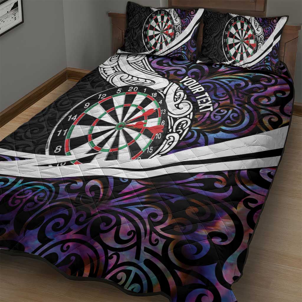 Personalized NZ Darts Quilt Bed Set Paua Shell Maori Koru Whakairo - Purple - Polynesian Pride