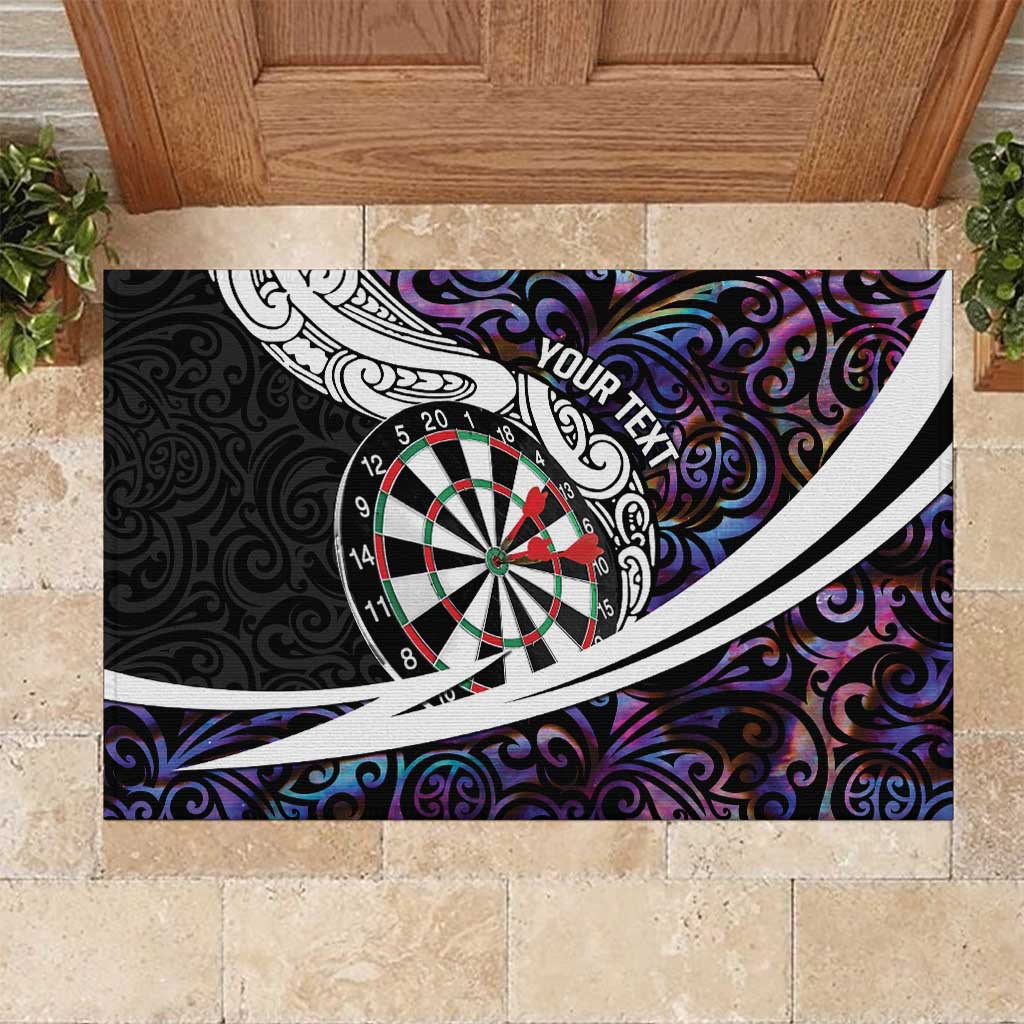 Personalized NZ Darts Rubber Doormat Paua Shell Maori Koru Whakairo - Purple - Polynesian Pride