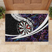 Personalized NZ Darts Rubber Doormat Paua Shell Maori Koru Whakairo - Purple - Polynesian Pride