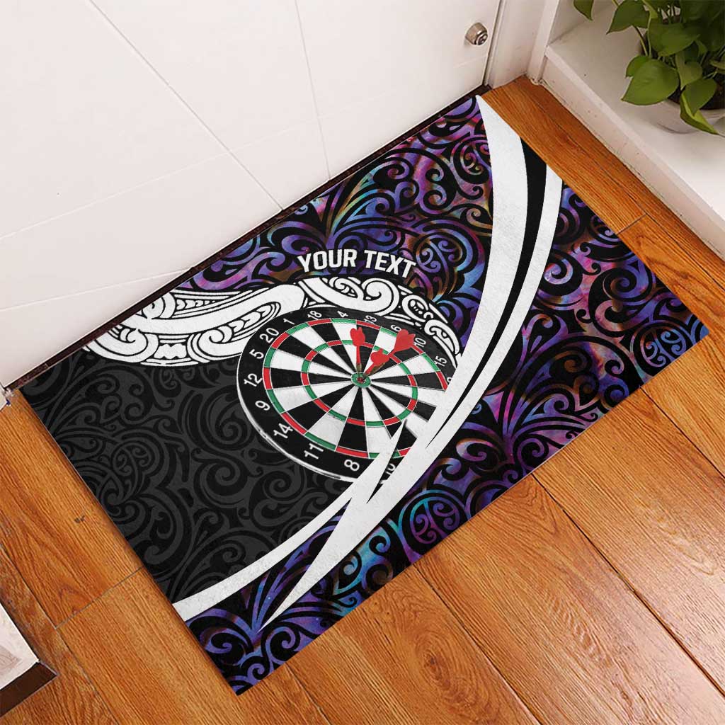 Personalized NZ Darts Rubber Doormat Paua Shell Maori Koru Whakairo - Purple - Polynesian Pride