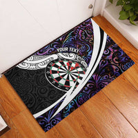 Personalized NZ Darts Rubber Doormat Paua Shell Maori Koru Whakairo - Purple - Polynesian Pride