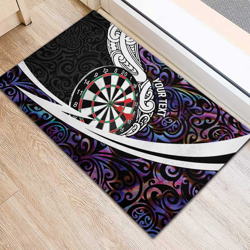 Personalized NZ Darts Rubber Doormat Paua Shell Maori Koru Whakairo - Purple - Polynesian Pride