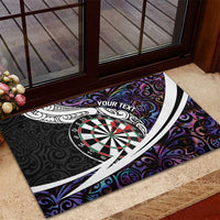 Personalized NZ Darts Rubber Doormat Paua Shell Maori Koru Whakairo - Purple - Polynesian Pride