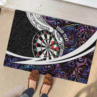 Personalized NZ Darts Rubber Doormat Paua Shell Maori Koru Whakairo - Purple - Polynesian Pride