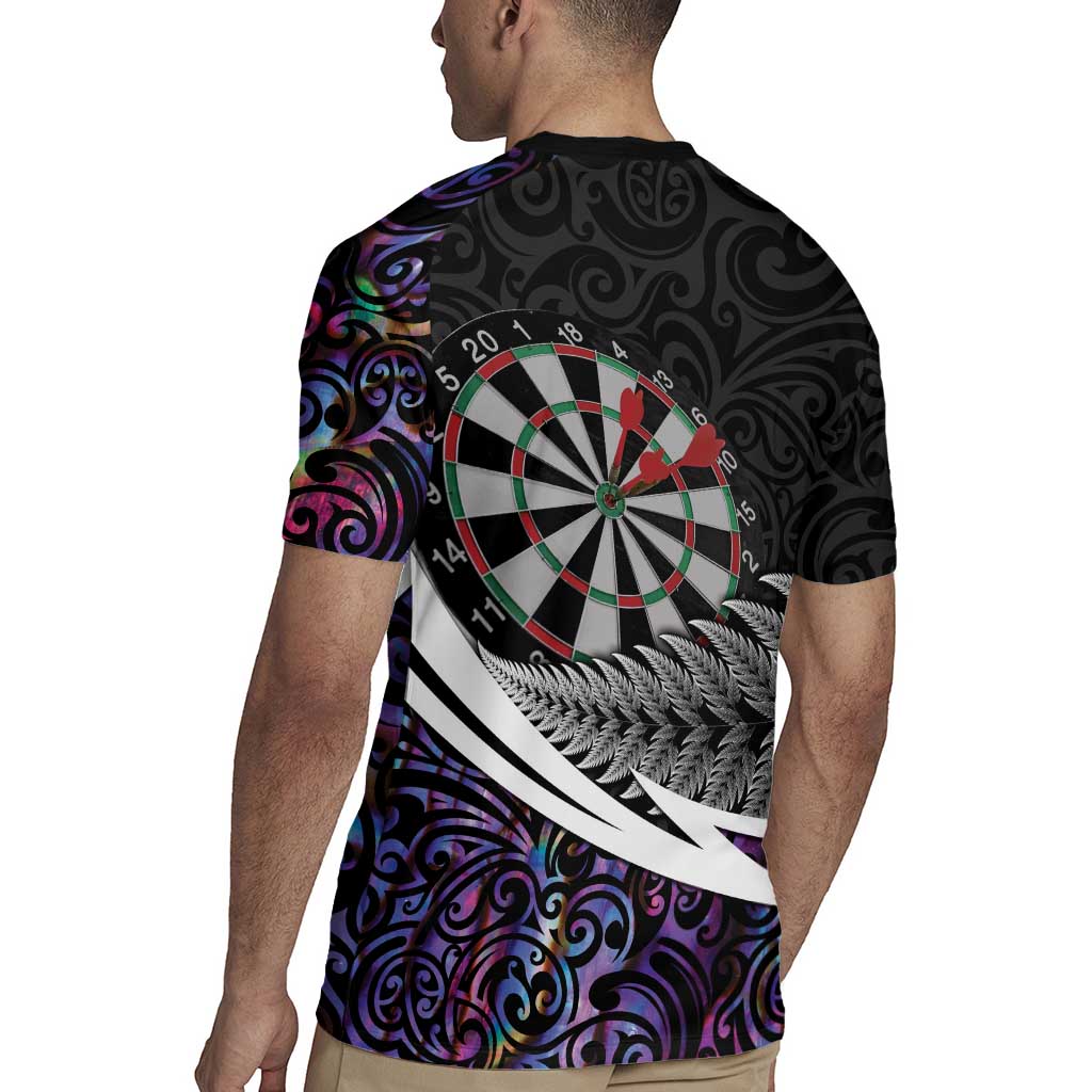 Personalized NZ Darts Rugby Jersey Paua Shell Maori Koru Whakairo - Purple - Polynesian Pride