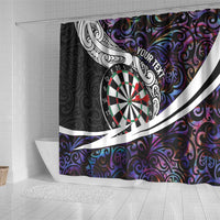 Personalized NZ Darts Shower Curtain Paua Shell Maori Koru Whakairo - Purple - Polynesian Pride