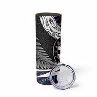 Personalized NZ Darts Skinny Tumbler Paua Shell Maori Koru Whakairo - Purple - Polynesian Pride