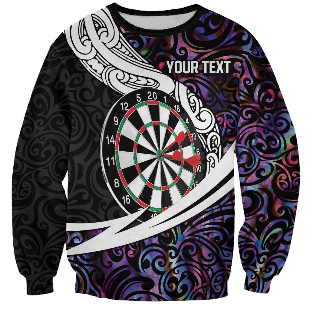 Personalized NZ Darts Sweatshirt Paua Shell Maori Koru Whakairo - Purple - Polynesian Pride