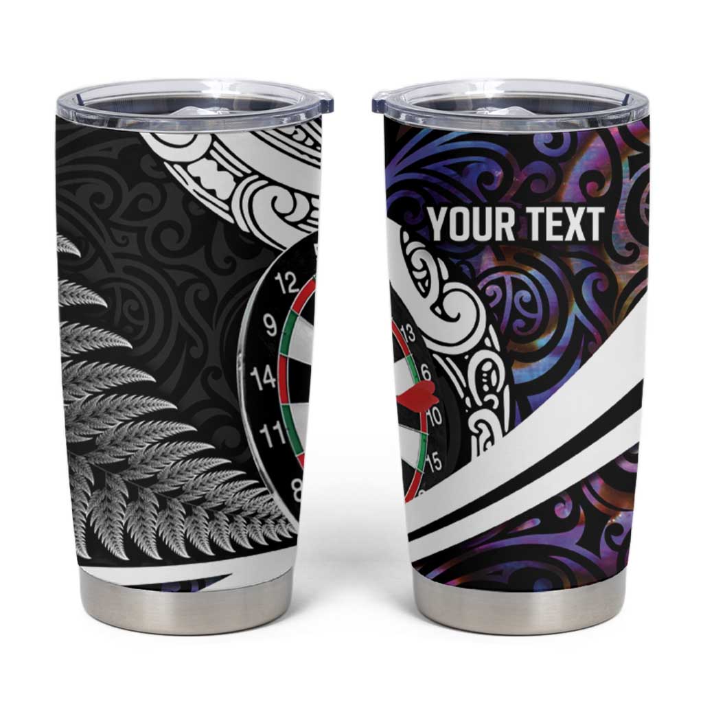 Personalized NZ Darts Tumbler Cup Paua Shell Maori Koru Whakairo - Purple - Polynesian Pride