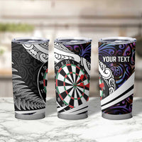Personalized NZ Darts Tumbler Cup Paua Shell Maori Koru Whakairo - Purple - Polynesian Pride