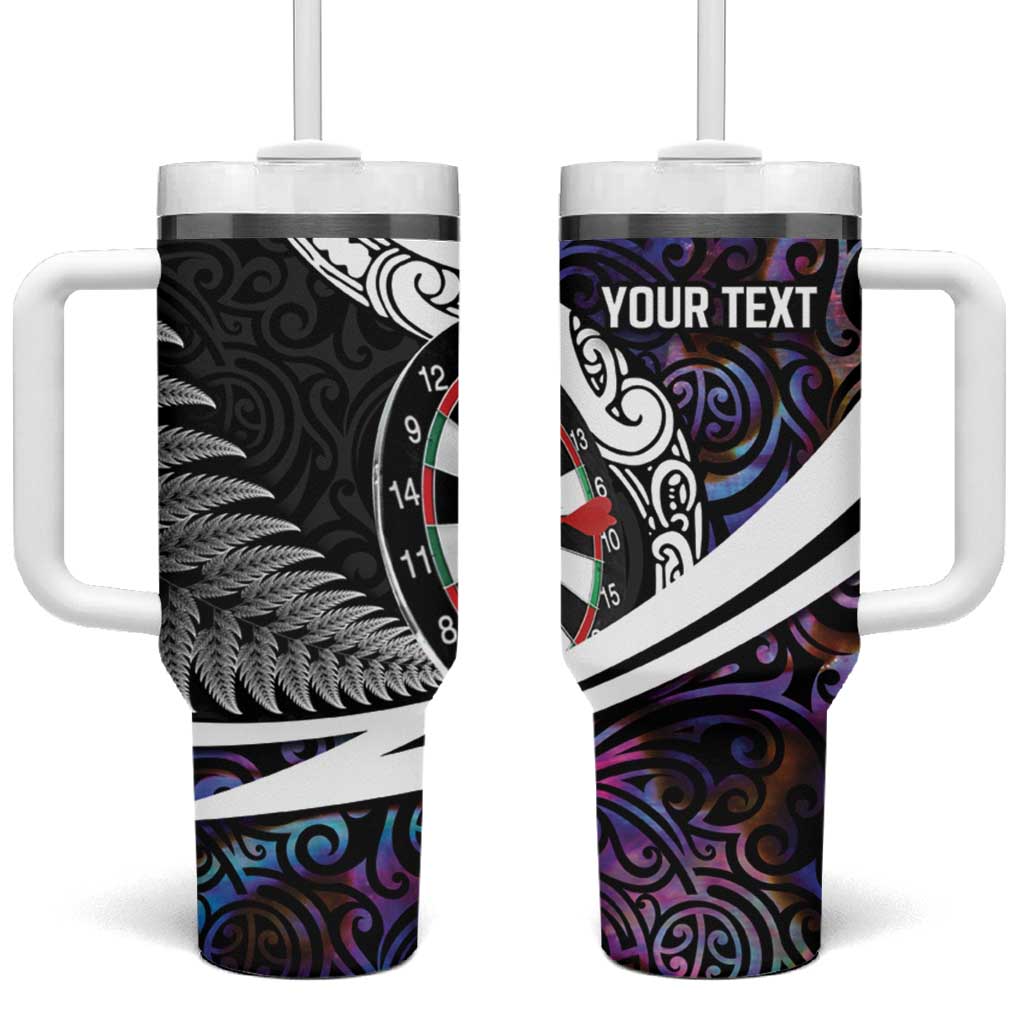 Personalized NZ Darts Tumbler With Handle Paua Shell Maori Koru Whakairo - Purple - Polynesian Pride