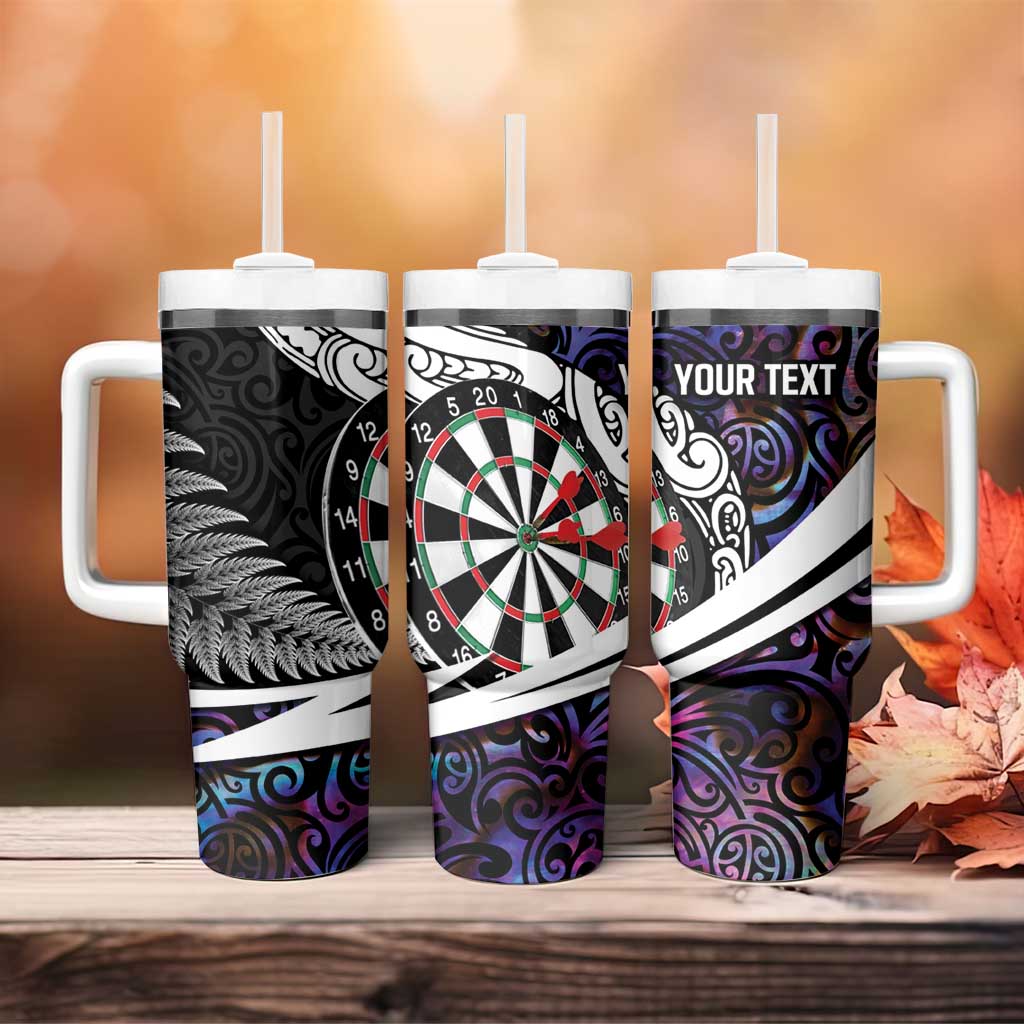 Personalized NZ Darts Tumbler With Handle Paua Shell Maori Koru Whakairo - Purple - Polynesian Pride