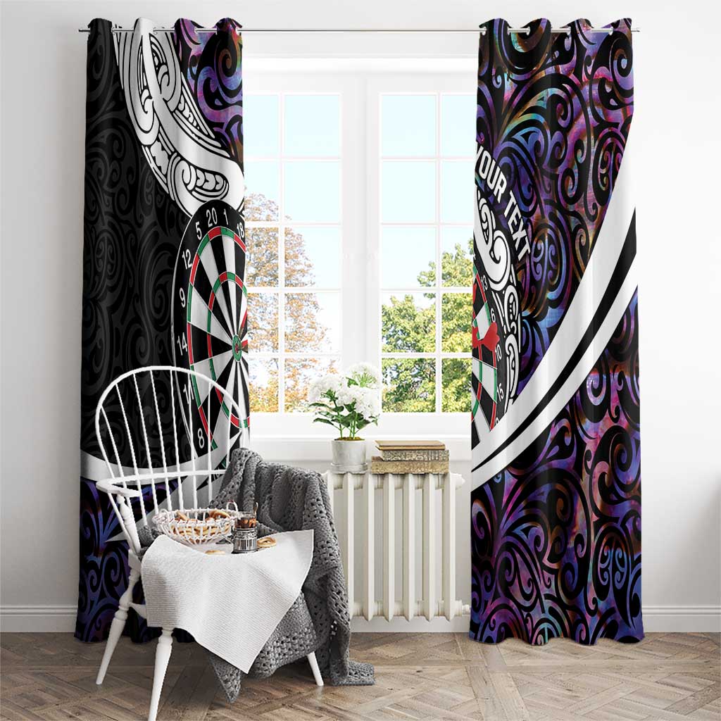 Personalized NZ Darts Window Curtain Paua Shell Maori Koru Whakairo - Purple - Polynesian Pride