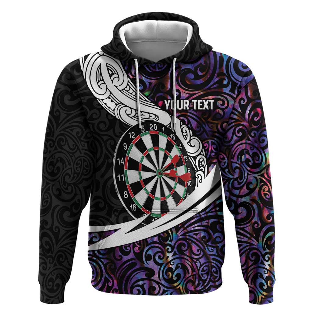 Personalized NZ Darts Zip Hoodie Paua Shell Maori Koru Whakairo - Purple - Polynesian Pride