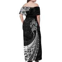 Personalised Polynesian Off Shoulder Maxi Dress Bulldog With Polynesian Patterns LT7 - Polynesian Pride