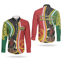Ni-Vanuatu Indipendens Dei Celebretem Couples Matching Short Sleeve Bodycon Dress and Long Sleeve Button Shirt Yumi Yumi Yumi