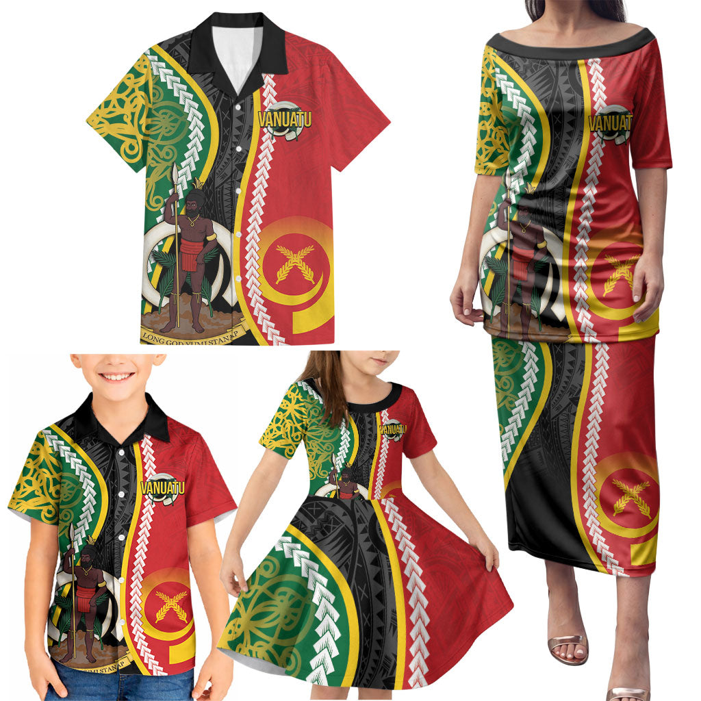 Ni-Vanuatu Indipendens Dei Celebretem Family Matching Puletasi and Hawaiian Shirt Yumi Yumi Yumi
