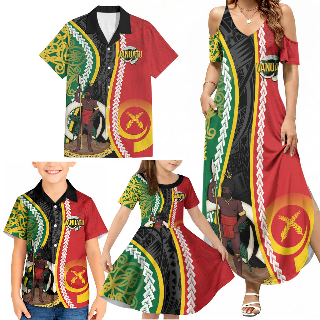 Ni-Vanuatu Indipendens Dei Celebretem Family Matching Summer Maxi Dress and Hawaiian Shirt Yumi Yumi Yumi LT7 - Polynesian Pride