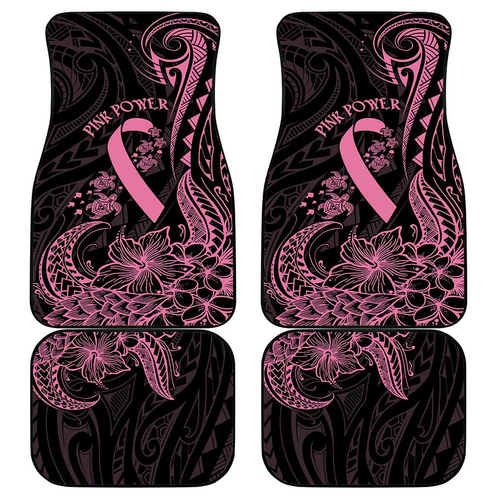 Polynesian Pink Power Car Mats Breast Cancer Ribbon Turtle and Flowers