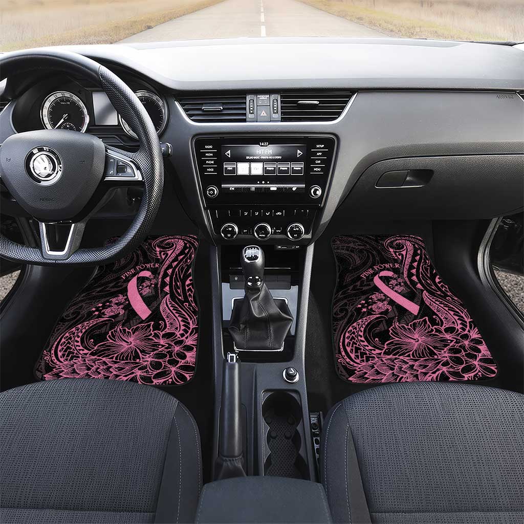Polynesian Pink Power Car Mats Breast Cancer Ribbon Turtle and Flowers