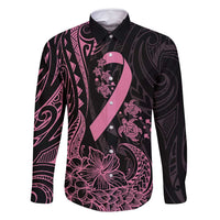 Polynesian Pink Power Family Matching Mermaid Dress and Hawaiian Shirt Breast Cancer Ribbon Turtle and Flowers