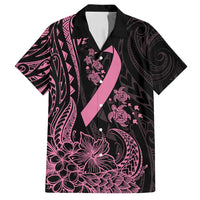 Polynesian Pink Power Family Matching Tank Maxi Dress and Hawaiian Shirt Breast Cancer Ribbon Turtle and Flowers