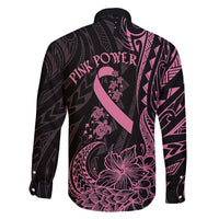 Polynesian Pink Power Family Matching Tank Maxi Dress and Hawaiian Shirt Breast Cancer Ribbon Turtle and Flowers
