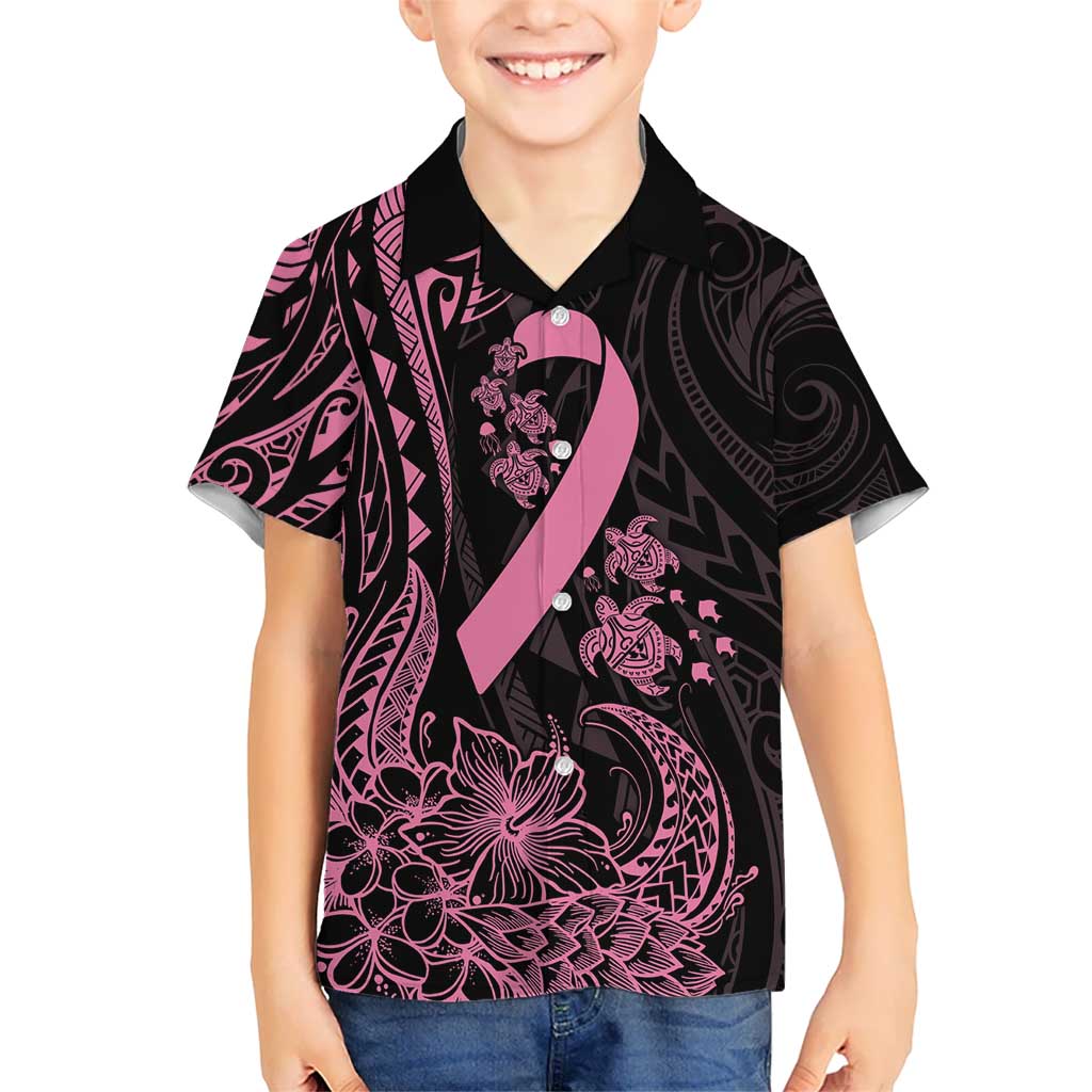 Polynesian Pink Power Kid Hawaiian Shirt Breast Cancer Ribbon Turtle and Flowers LT7 Kid Pink - Polynesian Pride