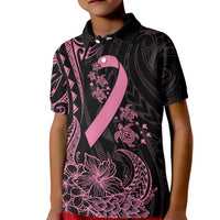 Polynesian Pink Power Kid Polo Shirt Breast Cancer Ribbon Turtle and Flowers LT7 Kid Pink - Polynesian Pride