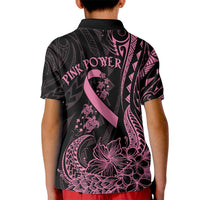 Polynesian Pink Power Kid Polo Shirt Breast Cancer Ribbon Turtle and Flowers LT7 - Polynesian Pride