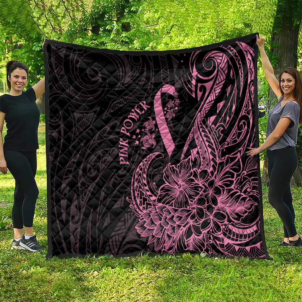 Polynesian Pink Power Quilt Breast Cancer Ribbon Turtle and Flowers LT7 - Polynesian Pride