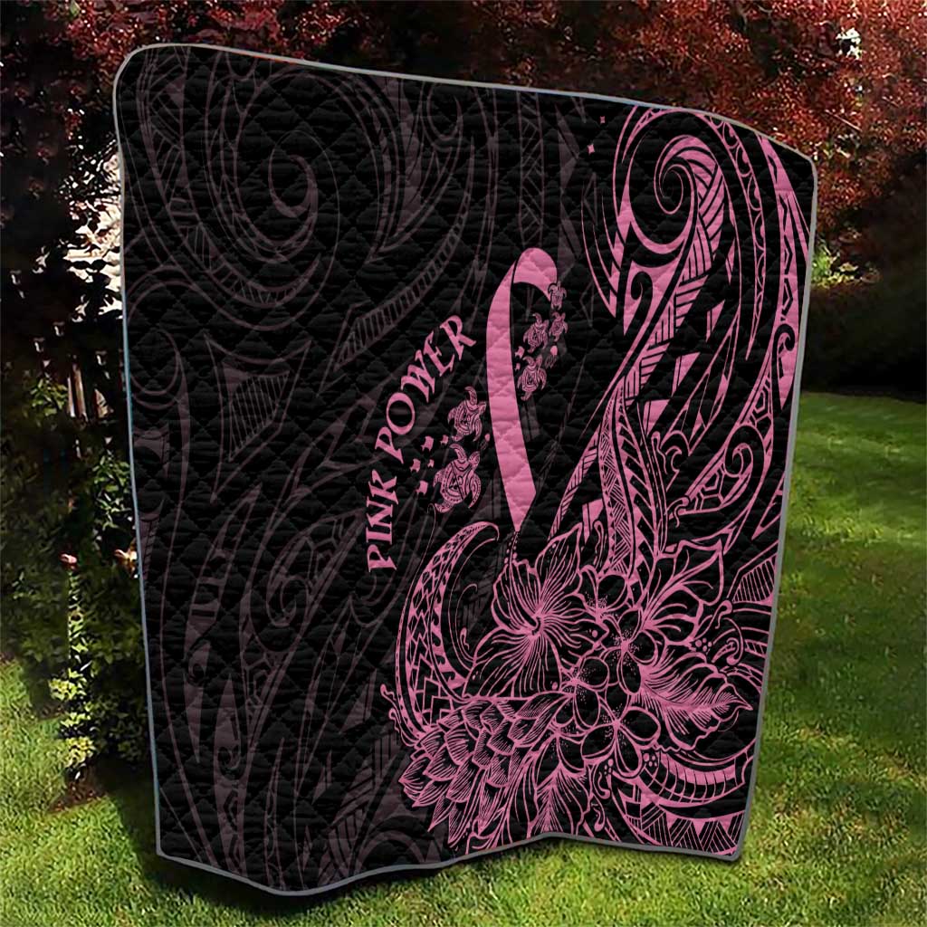 Polynesian Pink Power Quilt Breast Cancer Ribbon Turtle and Flowers LT7 - Polynesian Pride
