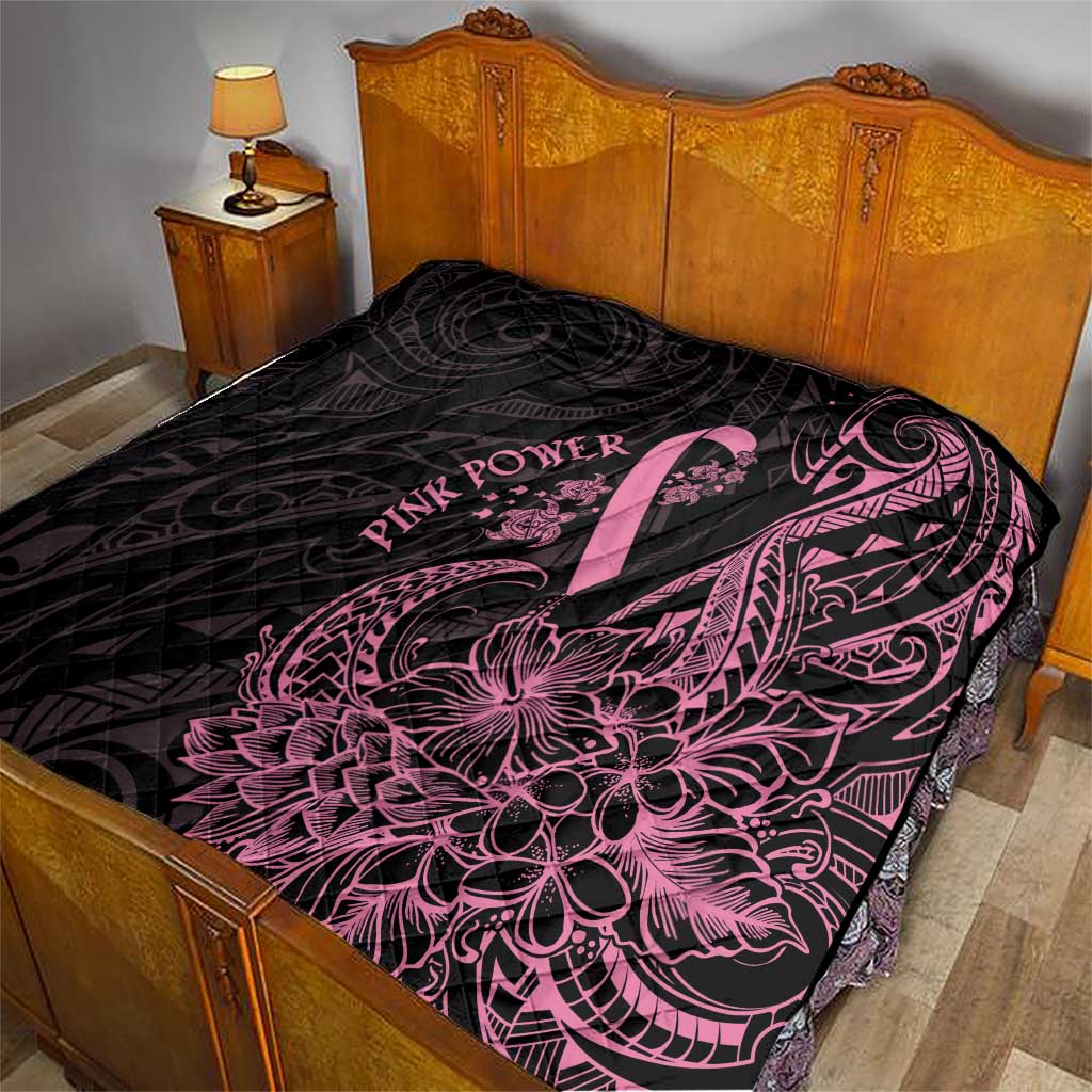 Polynesian Pink Power Quilt Breast Cancer Ribbon Turtle and Flowers LT7 - Polynesian Pride