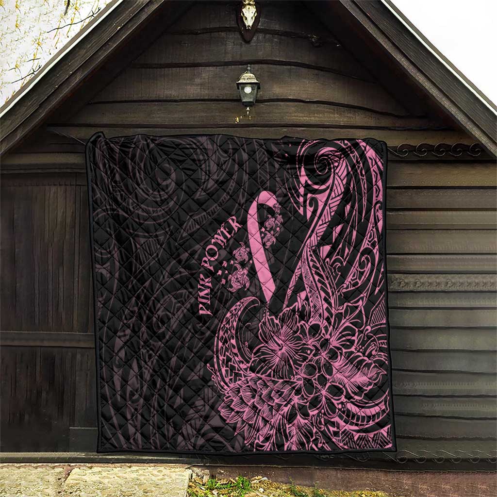 Polynesian Pink Power Quilt Breast Cancer Ribbon Turtle and Flowers LT7 - Polynesian Pride