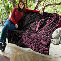 Polynesian Pink Power Quilt Breast Cancer Ribbon Turtle and Flowers LT7 - Polynesian Pride