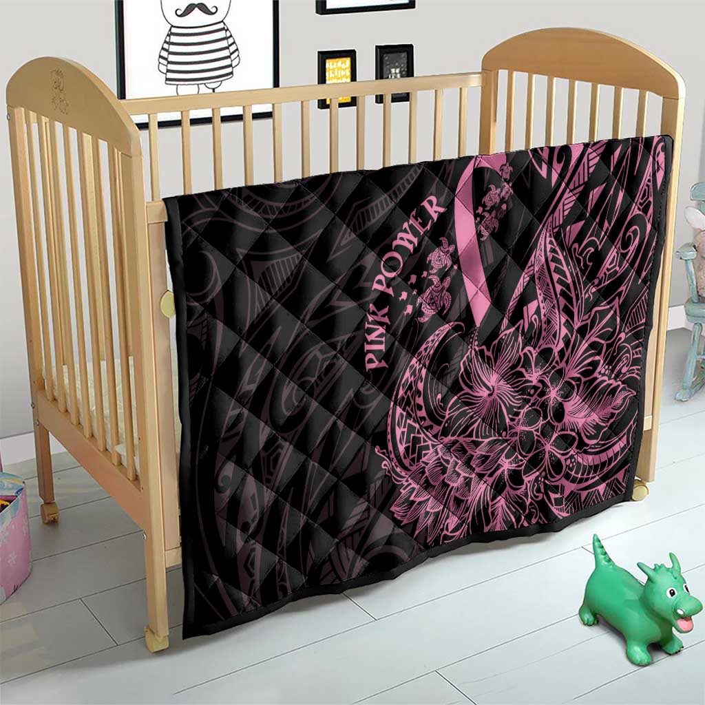 Polynesian Pink Power Quilt Breast Cancer Ribbon Turtle and Flowers LT7 - Polynesian Pride
