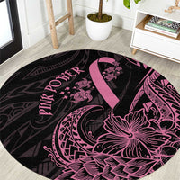 Polynesian Pink Power Round Carpet Breast Cancer Ribbon Turtle and Flowers LT7 Pink - Polynesian Pride
