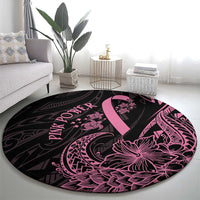 Polynesian Pink Power Round Carpet Breast Cancer Ribbon Turtle and Flowers LT7 - Polynesian Pride