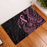 Polynesian Pink Power Rubber Doormat Breast Cancer Ribbon Turtle and Flowers LT7 - Polynesian Pride