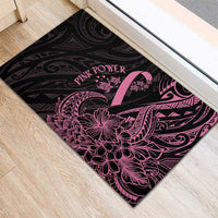 Polynesian Pink Power Rubber Doormat Breast Cancer Ribbon Turtle and Flowers LT7 - Polynesian Pride