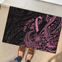 Polynesian Pink Power Rubber Doormat Breast Cancer Ribbon Turtle and Flowers LT7 - Polynesian Pride