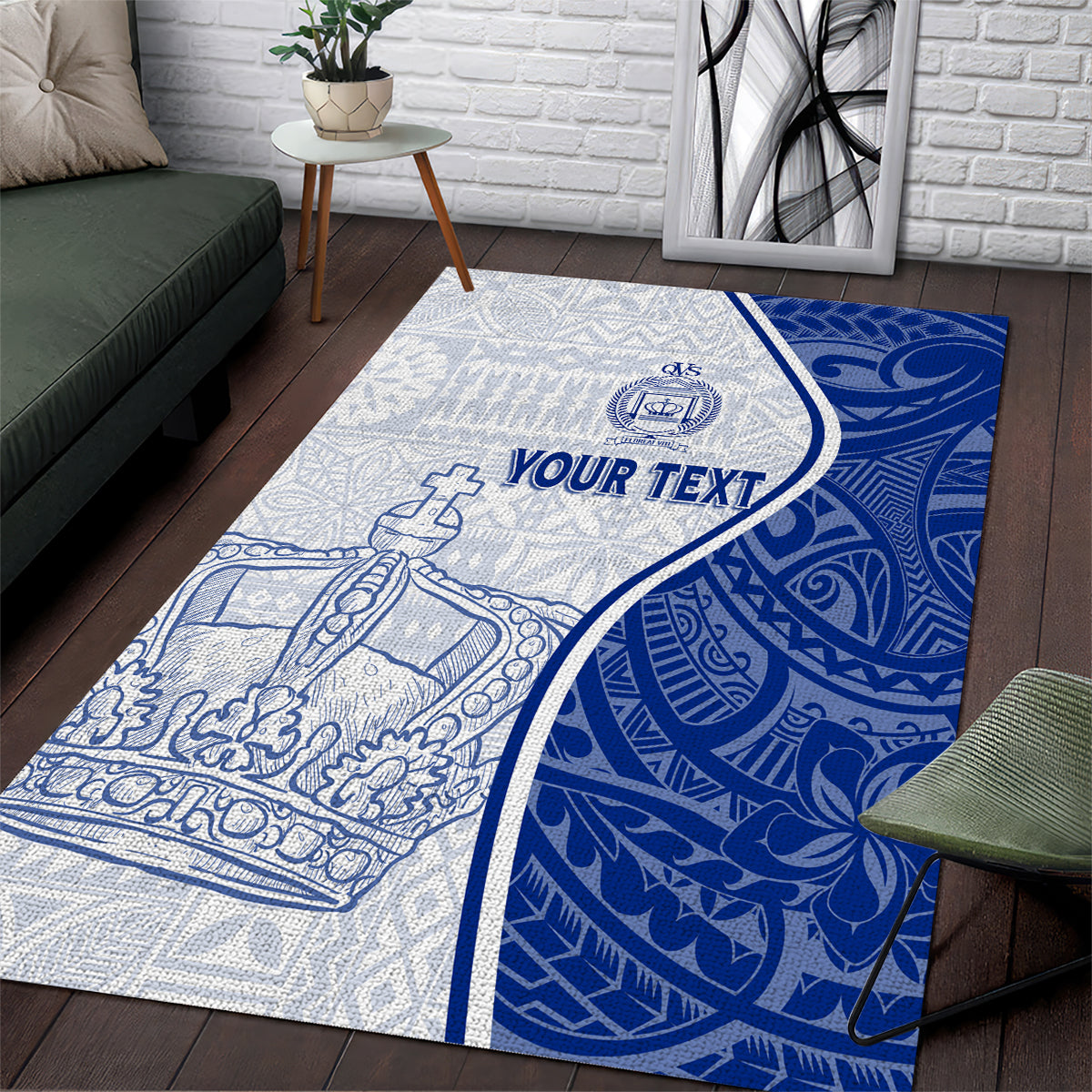 Personalised Queen Victoria School Area Rug QVS Old Boys LT7 White - Polynesian Pride