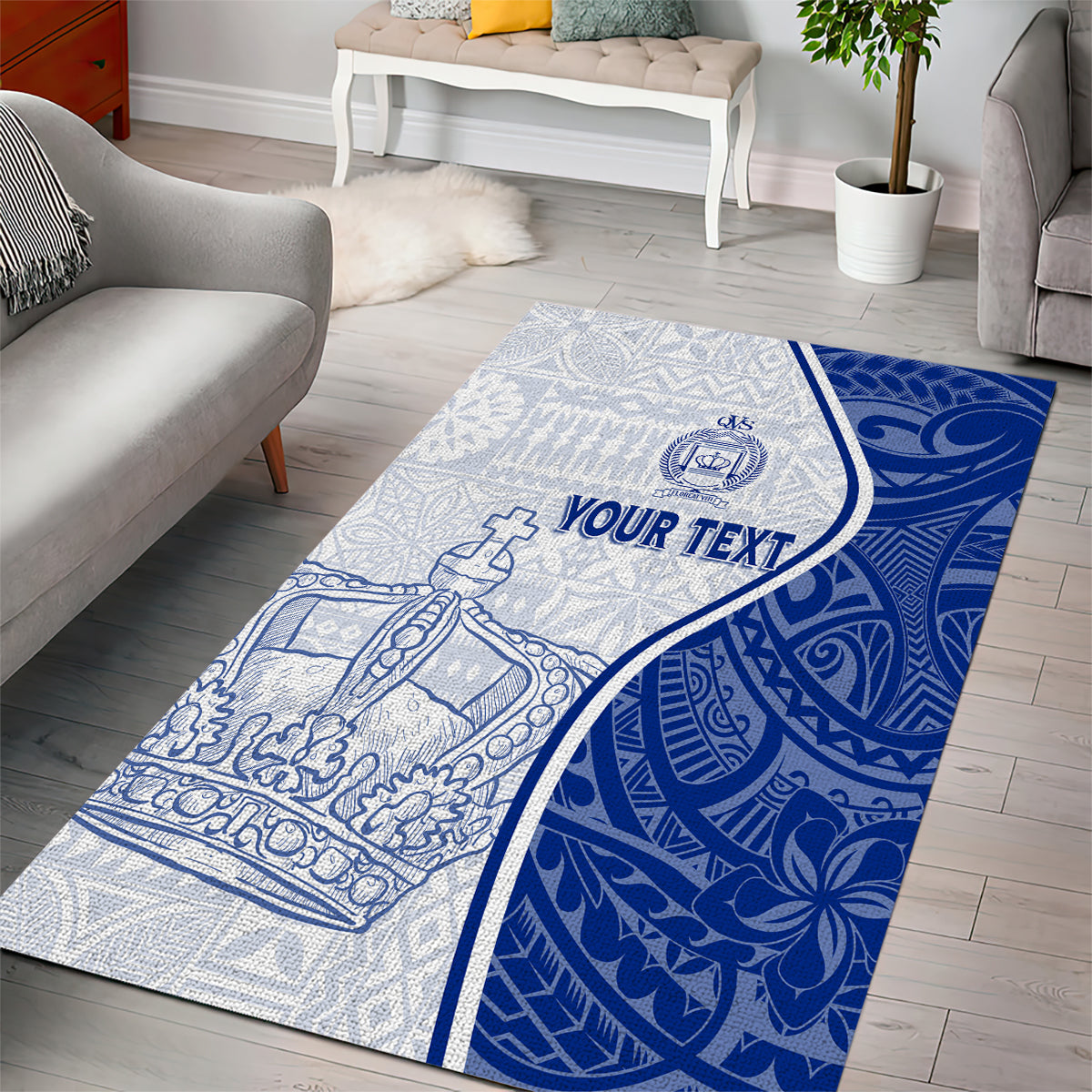 Personalised Queen Victoria School Area Rug QVS Old Boys LT7 - Polynesian Pride