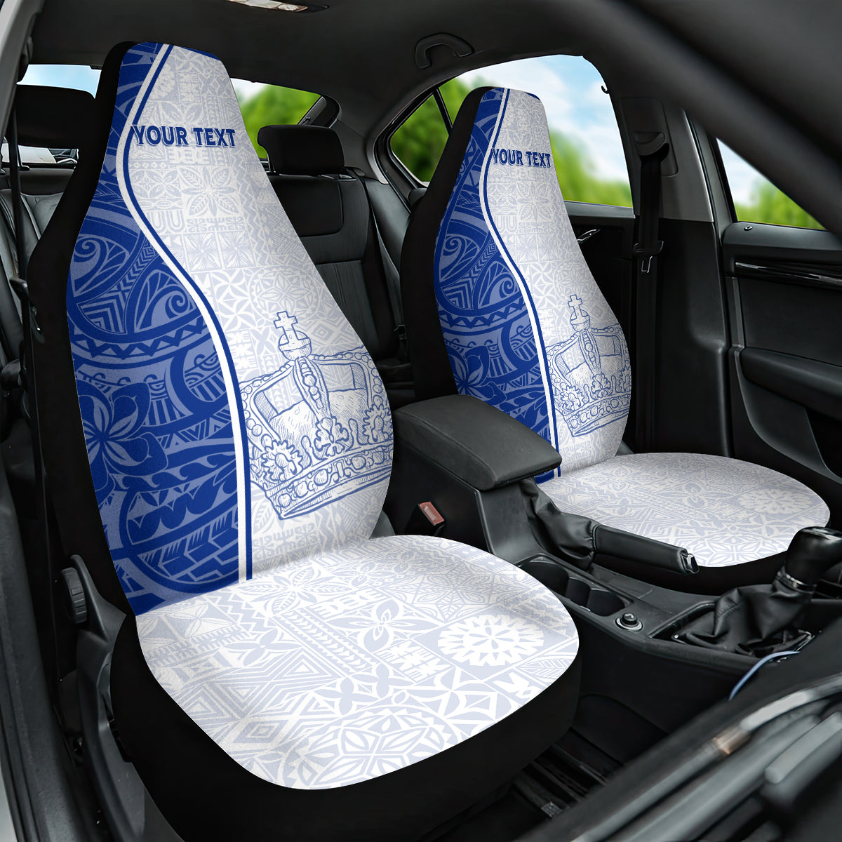 Personalised Queen Victoria School Car Seat Cover QVS Old Boys LT7 One Size White - Polynesian Pride