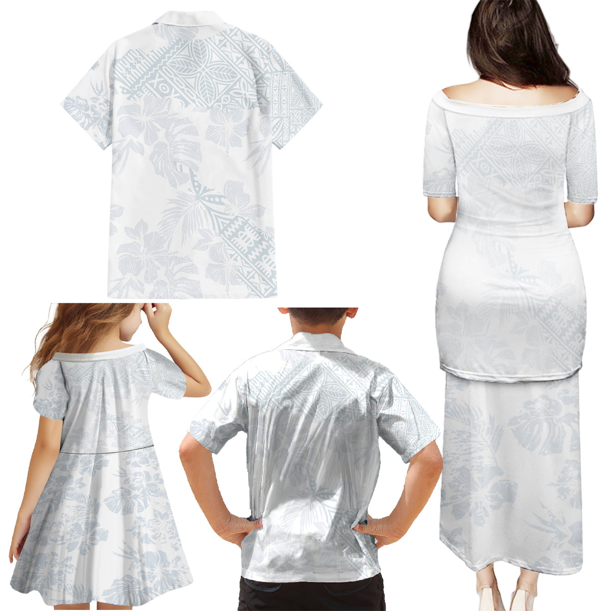 Samoa White Sunday Family Matching Puletasi Dress and Hawaiian Shirt Hibiscus Special LT7 - Polynesian Pride