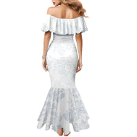 Samoa White Sunday Mermaid Dress Hibiscus Special LT7 - Polynesian Pride