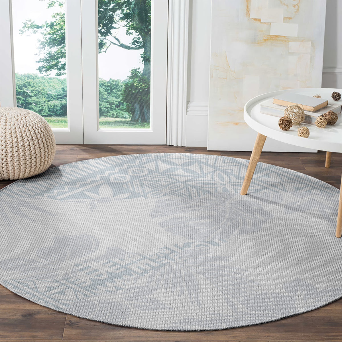 Samoa White Sunday Round Carpet Hibiscus Special LT7 - Polynesian Pride
