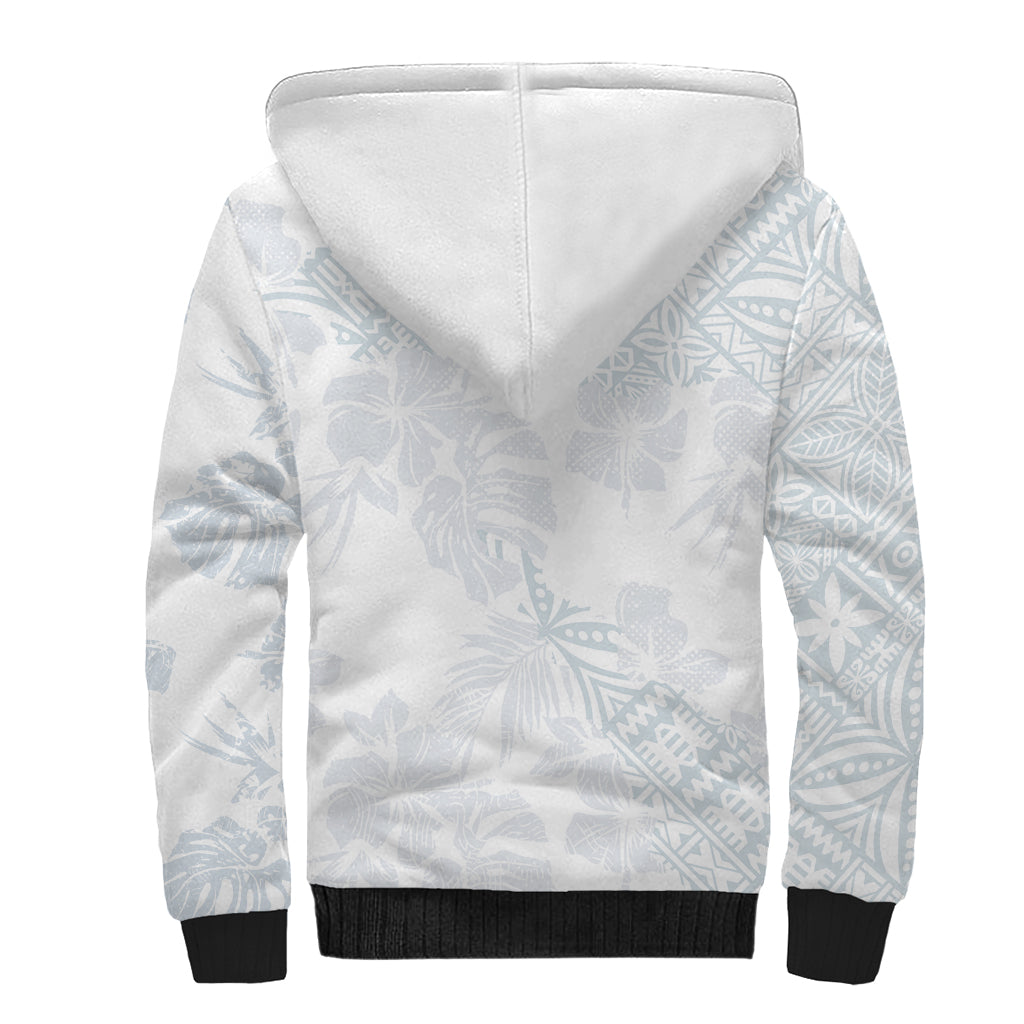 Samoa White Sunday Sherpa Hoodie Hibiscus Special LT7 - Polynesian Pride